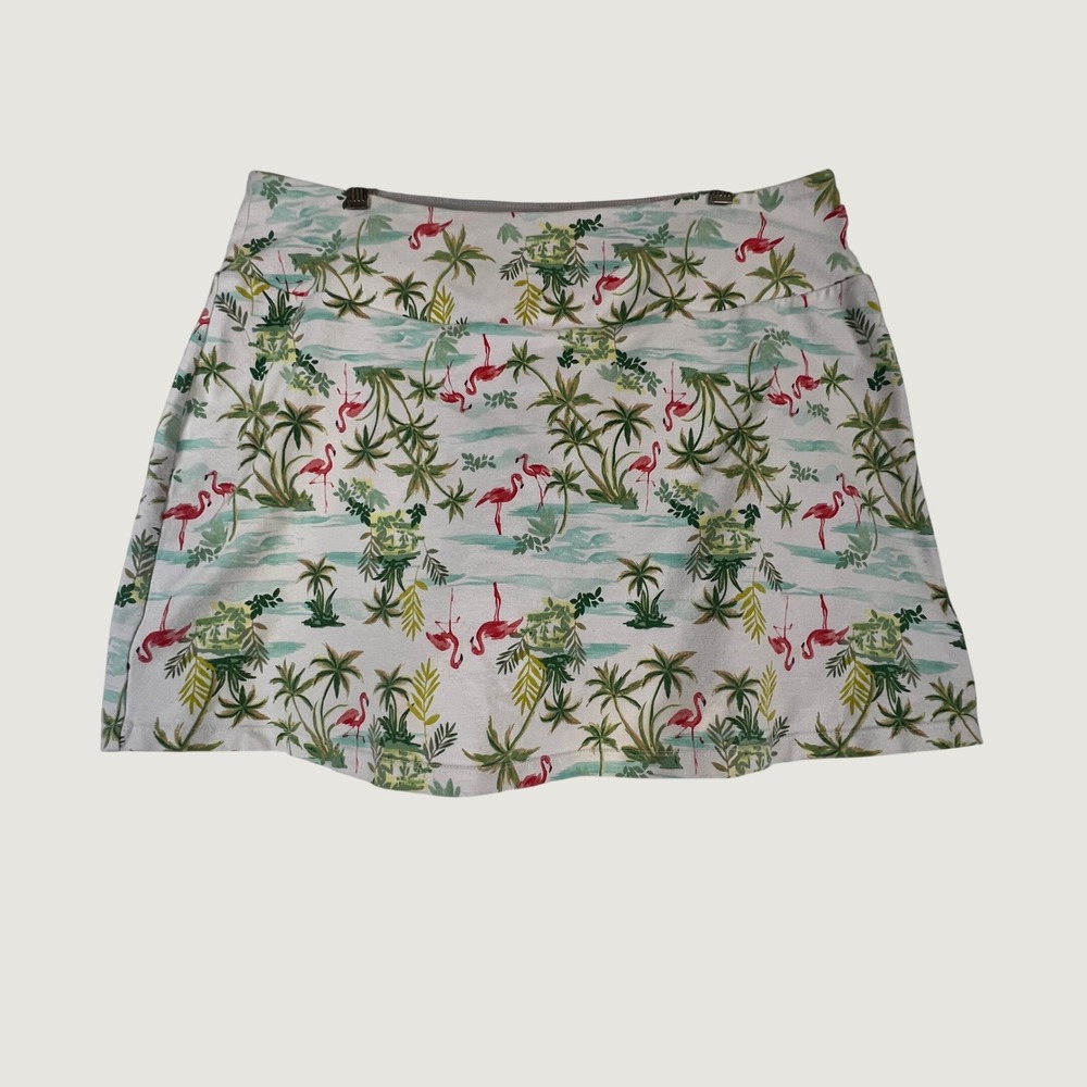Coral Bay Energy Womens XL Flamingo Palm Tree Tropical Skort Athletic Golf Skirt